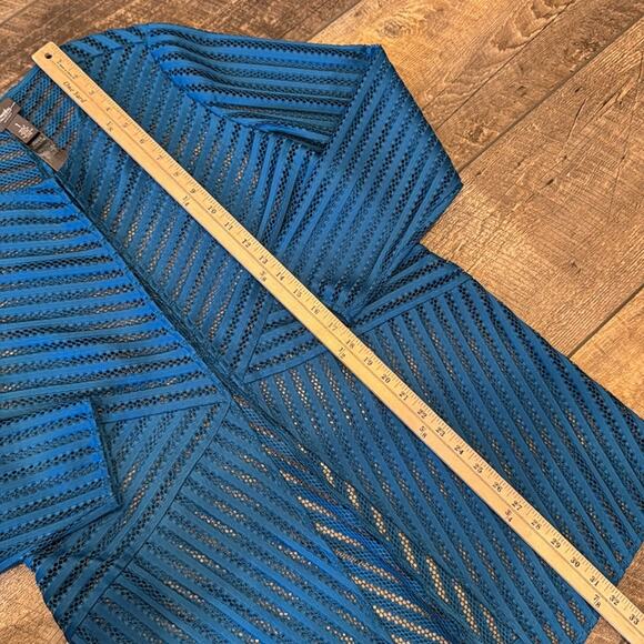 Chico's Women's Travelers Collection Pattern Strip Jacket Mercer Blue Size M/8 - Picture 6 of 11